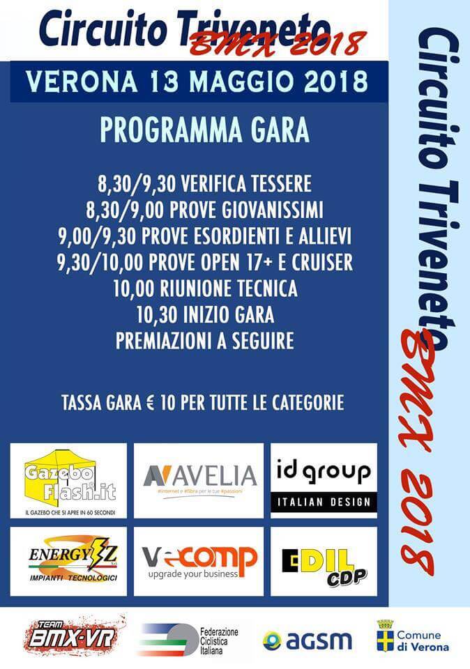 1° Tappa Circuito Triveneto - Orari e Dettagli – Verona 13 Maggio 2018